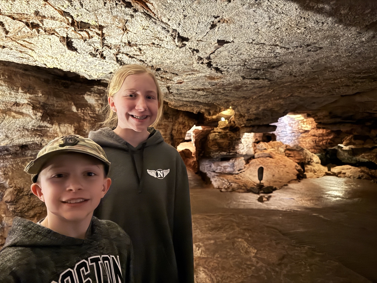 Inside Wind Cave during the guided tour, deep underground